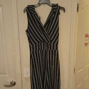 Black and White Striped Sleeveless Dress